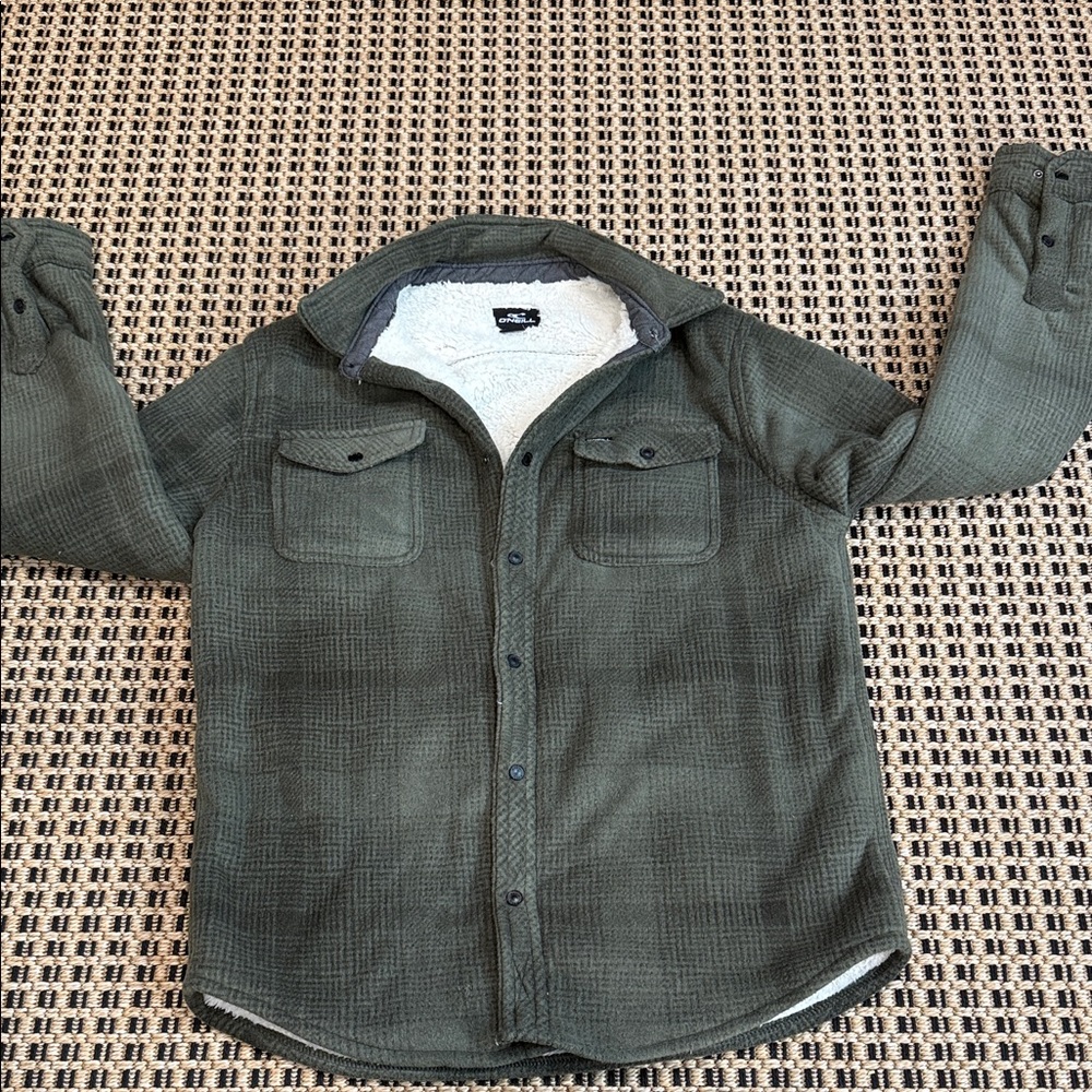 O'Neill Olive Green Sherpa-Lined Shirt Jacket